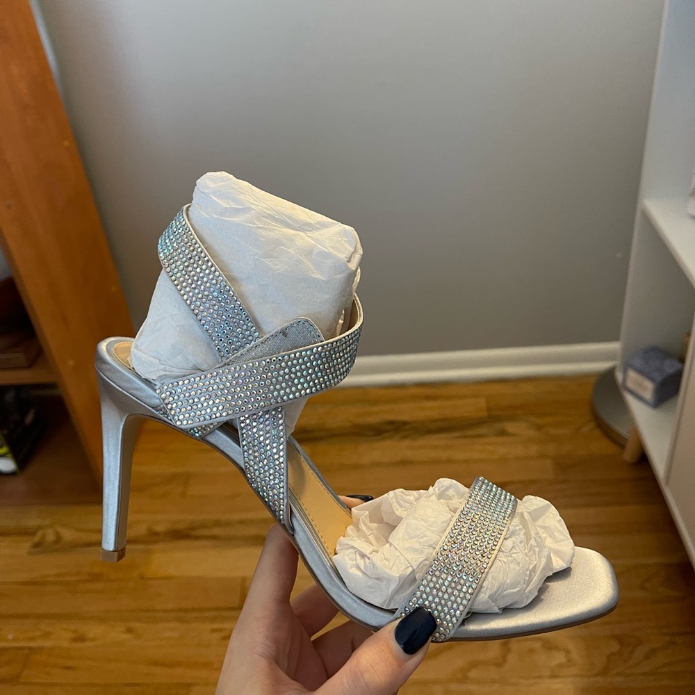 Badgley Mischka silver heels